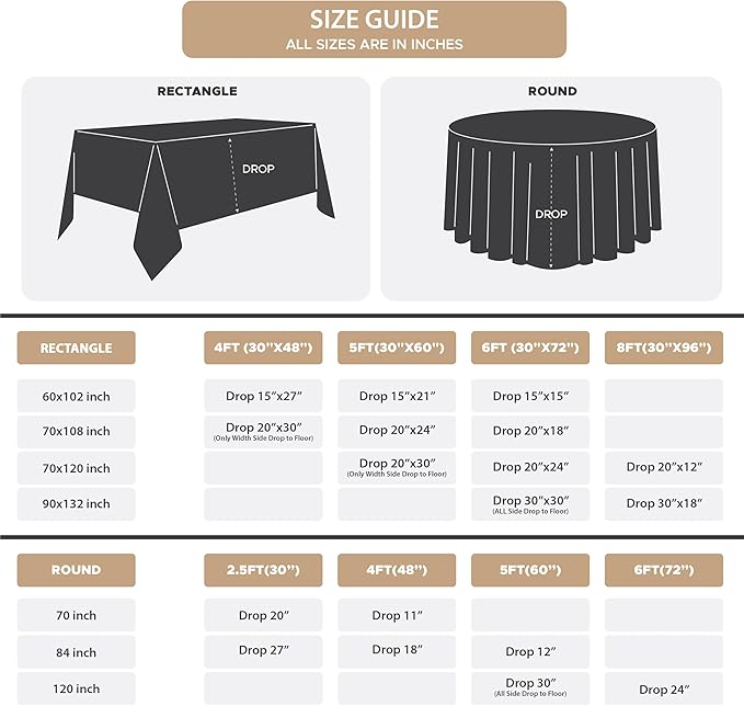 Fitable 8 Pack Table Cloth Rectangle Table: Stain and Wrinkle Resistant Tablecloth Rectangular, Washable Polyester Tablecloths for Wedding Party Dining Banquet Event Catering(Ivory, 70x108 Inch)