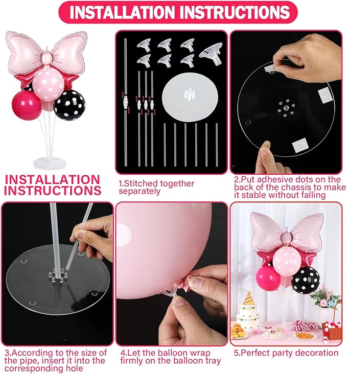 Pink Mouse Party Balloons Stand Kit 2 Sets - Image 3