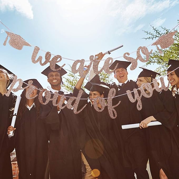 2026 Graduation Banner Party Decorations Rose Gold We are So Proud of You - Image 4