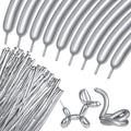 100Pcs 260 Balloons Metallic Silver Long Balloons by KUULBELAballoons