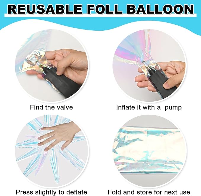 9Pcs Iridescent Star Balloons, Mylar Spike Balloon - Image 9