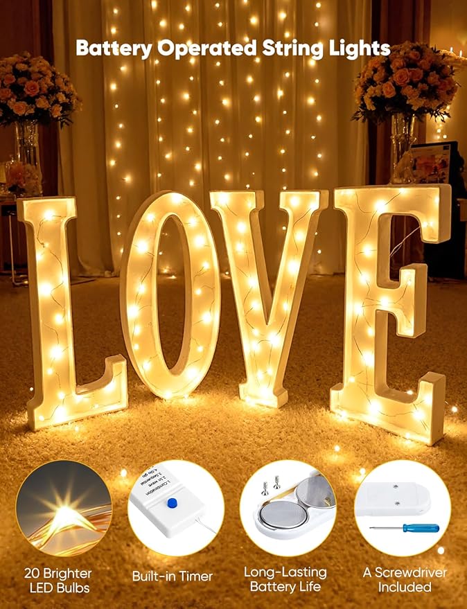 Minetom 20 Pack Fairy Lights Battery Operated String Lights, 8 Modes & Timer, 7ft 20LED Warm White Waterproof Silver Wire Twinkle Lights, Firefly Starry Moon Lights for Mason DIY Christmas Wedding