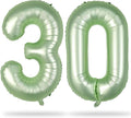 Sage Green Number 30 Balloons, 40 Inch Large Olive Green Foil Number 3 & 0 by Lingqiang