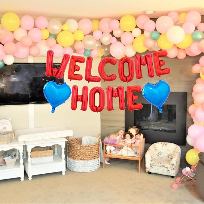 TONIFUL 16 Inch Red WELCOME HOME Foil Letter Balloons Banner Decorations | - Image 4
