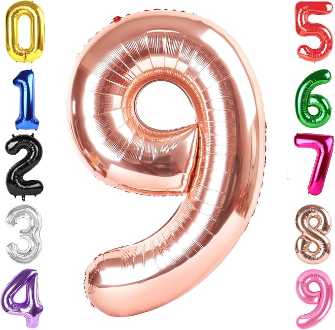 40 In Rose Gold Number 9 Balloon, 9th Birthday Party Decorations by Hadoife