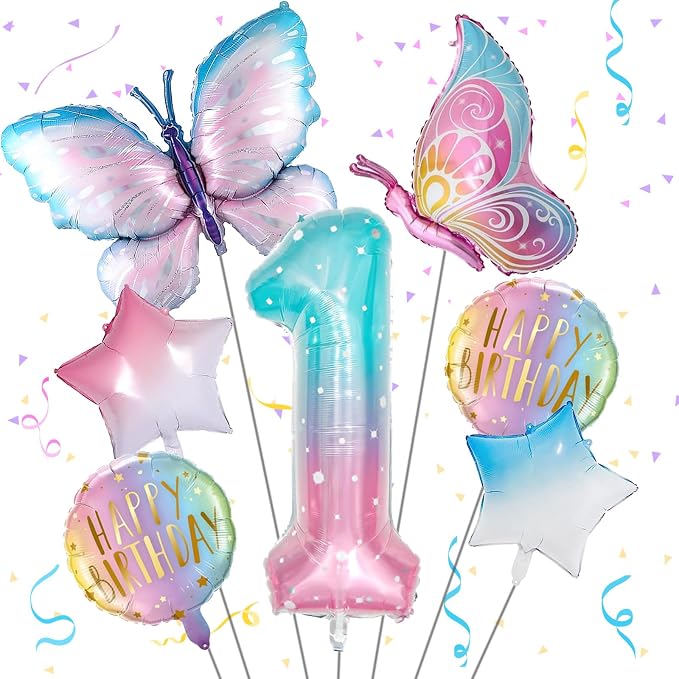 Butterfly Birthday Decorations, Butterfly Balloons, 1st Birthday Party by Isndare