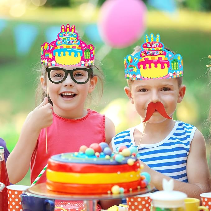 36 Pack Birthday Crowns for Kids Colorful Paper Party Hats Birthday Crown Set - Image 4