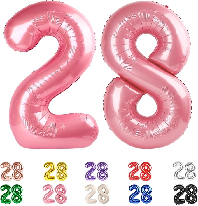 Number 28 Balloon 40Inch for 28 Year Old Birthday Decorations, Pearl Pink | by Mluchee