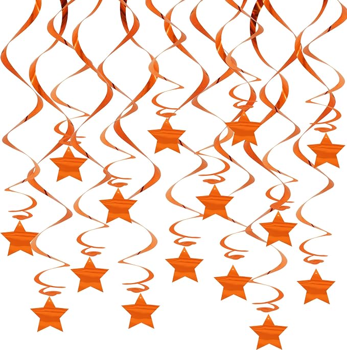 BEISHID Orange Stars Hanging Swirls Pre-Strung Stars Hanging Decorations by Beishida