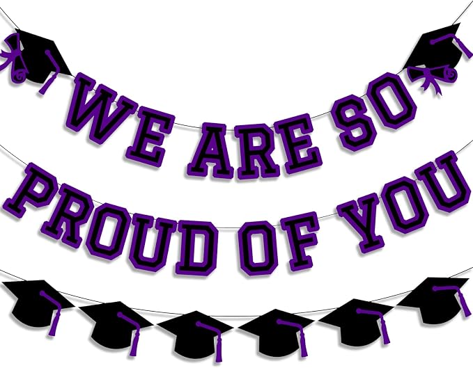 We Are So Proud Of You Banner Graduation Party Decorations Congrats Grad Cap by Unknown