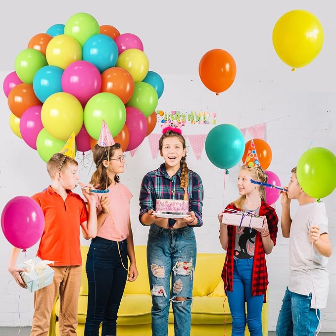 Rainbow Balloons, 12 Inch 60pcs Multicolor Rainbow Balloon Teal Blue Green - Image 7