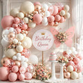 Blush Pink White Beige Gold Balloons arch kit, Party Decor | 128Pcs Retro Blush by Unknown