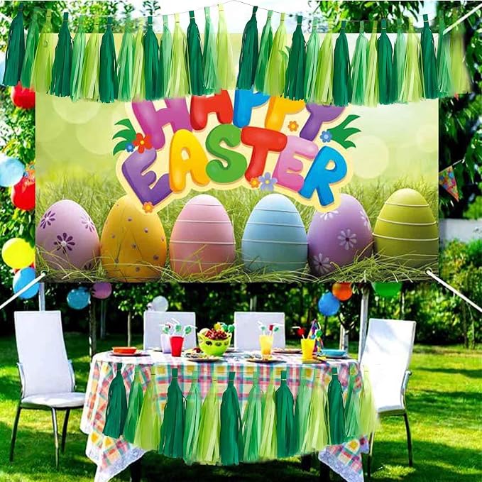 Green Ombre Colors Tassel 30Pcs Tissue Paper Tassels Garland DIY Hanging Paper - Image 7