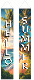 BlissYard 2pcs Welcome Summer Door Banner Beach Hawaiian Themed Decorations Sea by BlissYard