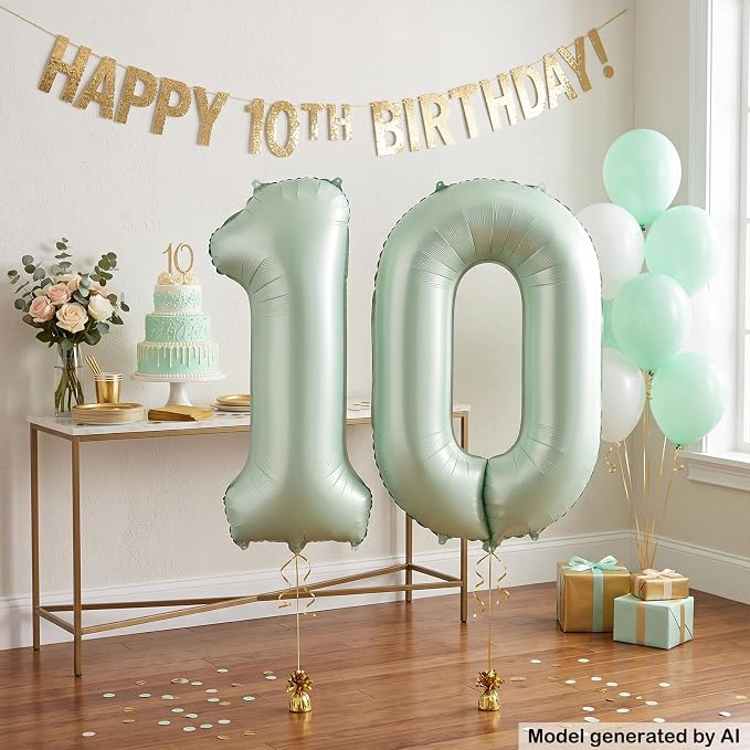 40 Inch Olive Green Number 10 Balloon - Image 4
