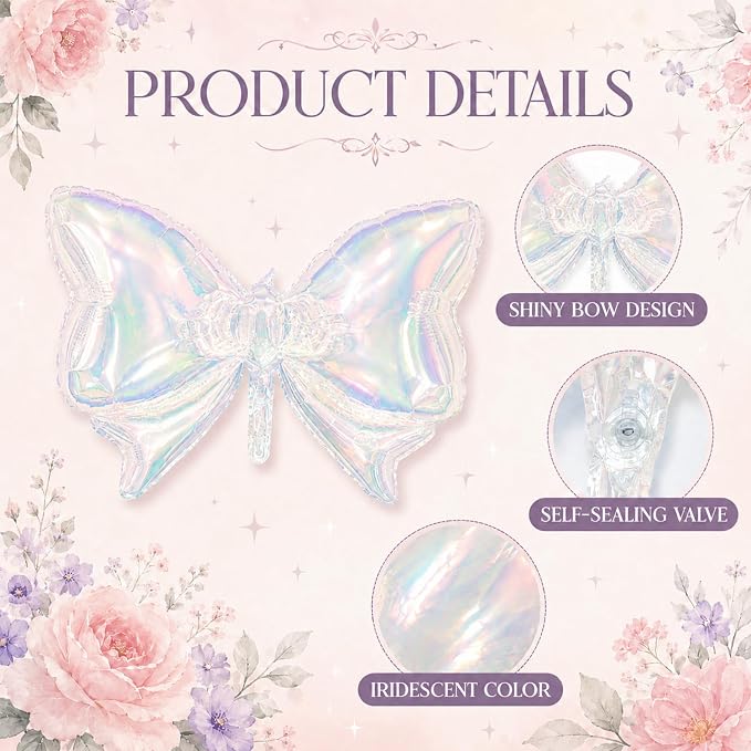 Iridescent Bow Balloons, Baby Shower, Bachelorette, Wedding and Anniversary - Image 3
