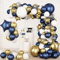 RUBFAC 176pcs Navy Blue Gold Balloons Arch Kit by RUBFAC