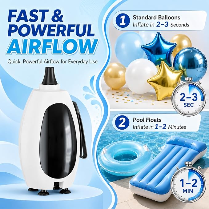 Balloon Pump Electric, Portable Balloon Inflator Air Pump Balloons Blower - Image 3