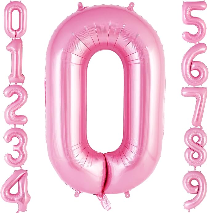 Pink Number 0 Balloon 40 Inch, Big Large Foil Helium Number Balloons, Jumbo by AIQINHU