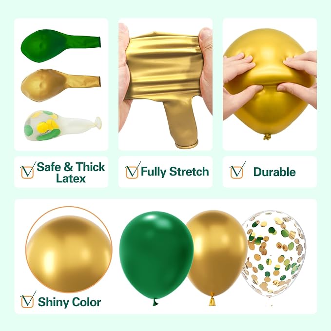 LOOLEY 137Pcs Green and Gold Balloons Garland Arch Kit - Image 4