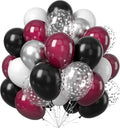 Balloons Burgundy Black Silver, Wine Red Black Party Balloon Maroon Metallic by Unknown