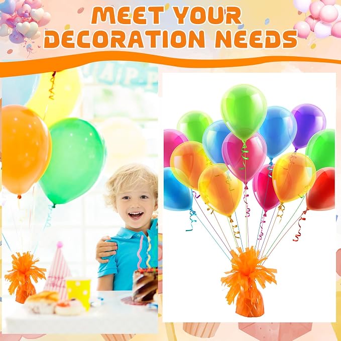 8 Pcs Orange Metallic Balloon Weights Holder Anchors Balloon Holder Weights - Image 6