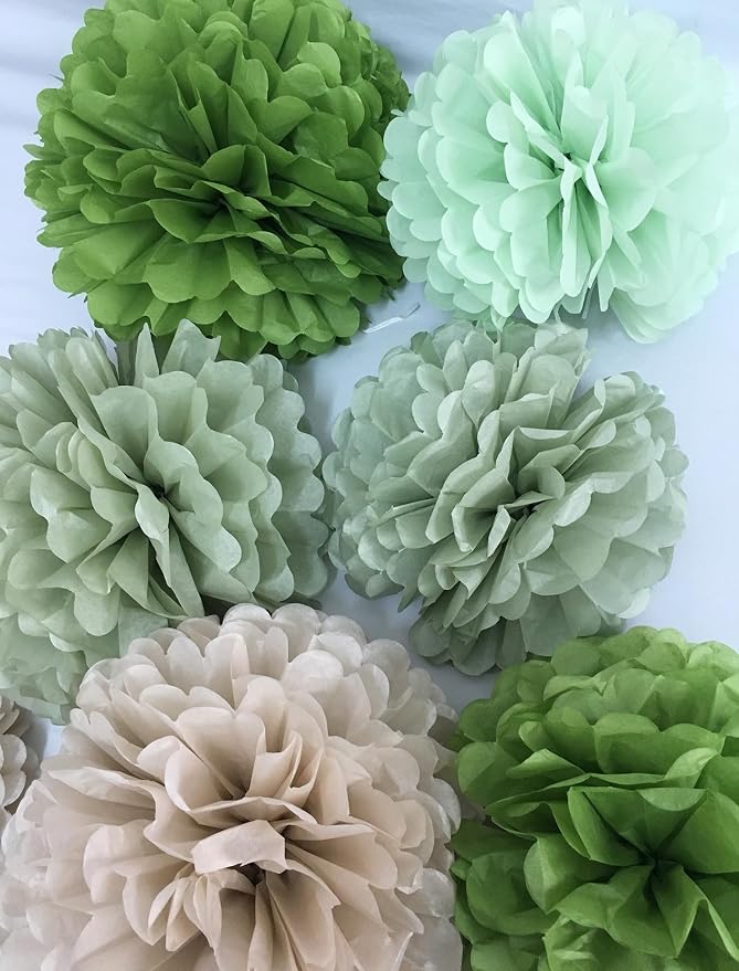 Tissue Paper Pom Poms Kit Paper Flowers 12pieces - Image 5