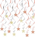 BEISHIDA Rose Gold and Silver Glitter Stars Hanging Swirls Pre-Strung Hanging by Beishida