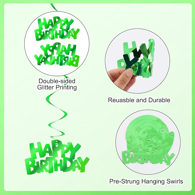 BEISHIDA 12 Pcs Happy Birthday Hanging Swirl Decorations - Image 3
