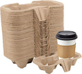 HOZEON 100 Pack 2-Cup Pulp Fiber Drink Carrier, to Go Coffee Cup Holder by HOZEON