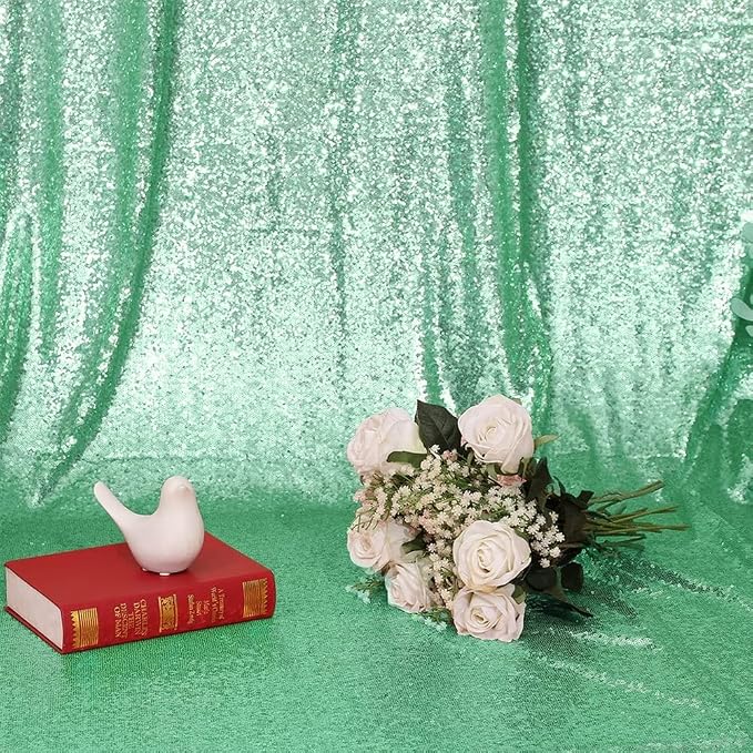 Eternal Beauty Mint Green 3mm Sequin Backdrop 20x10 Ft - Image 8