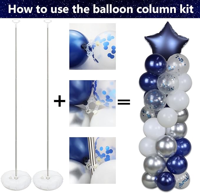 2 Set Balloon Column Kit With Balloons, Reusable Metal Telescopic Balloon Tower - Image 3