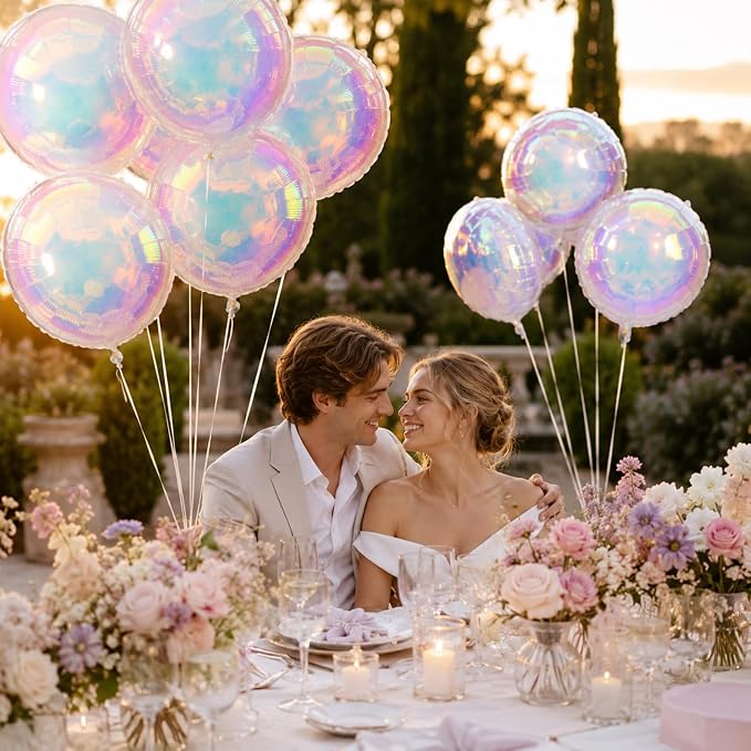 Iridescent Round Balloons, Anniversary, Baby Shower, Wedding and Disco Party - Image 6