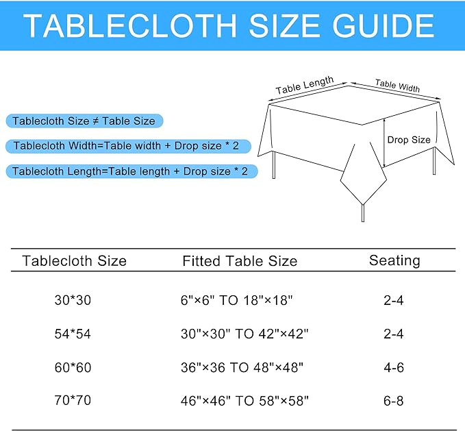 Hiasan 2 Pack Faux Linen Square Tablecloth - Wrinkle and Stain Resistant Washable Table Cloth for Kitchen Dining Room Holiday Table Cover for Party Dinner, Aqua, 54 x 54 Inch