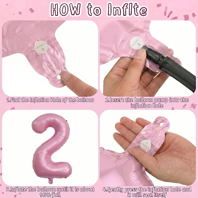 Pearlescent Pink Number 2 Balloon 40 Inch, Pearl Foil - Image 5