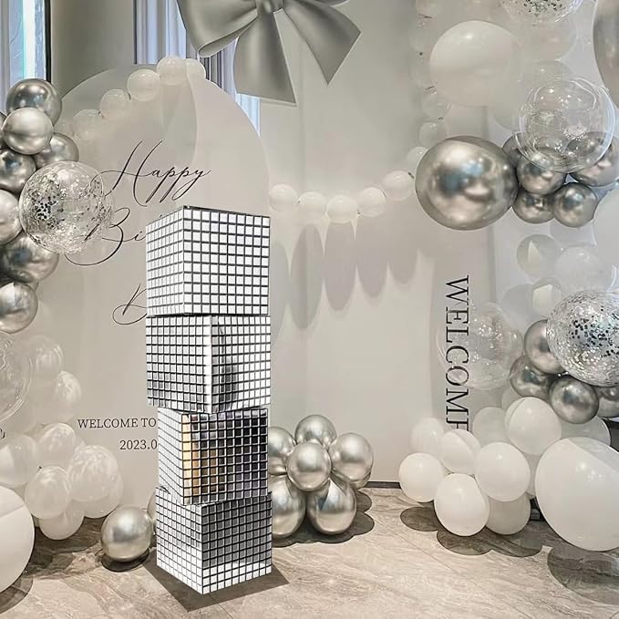 Balloon Boxes，4 Pcs Disco Style Cube Paper Boxes - Image 3