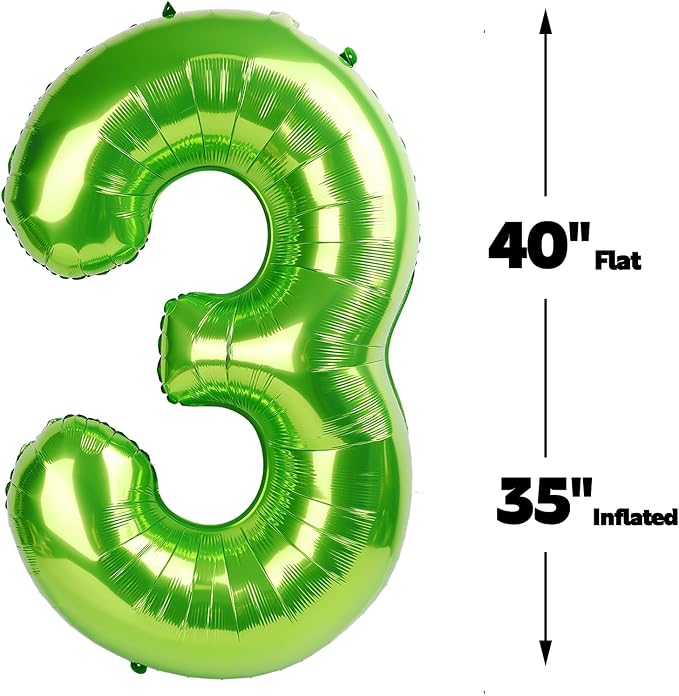 Light Green Number 3 Balloon 40 inch, Birthday Party Balloons Decorations | - Image 3