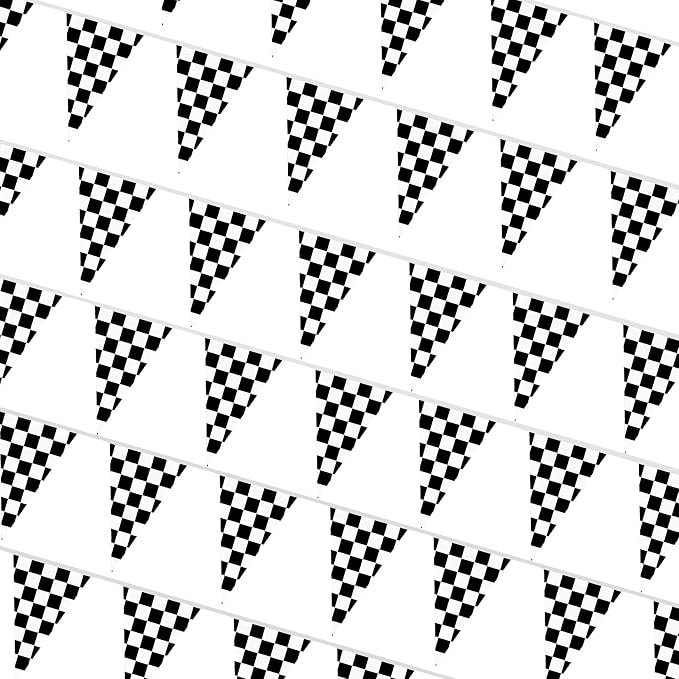 Black and White Checkered Pennant Banner | 5PCS Race car party banners by MaqiIhanCustomOfficial