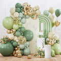 PartyWoo Sage Green Balloon Arch Kit 142pcs Dusty Boho Green Balloons | Olive by PartyWoo