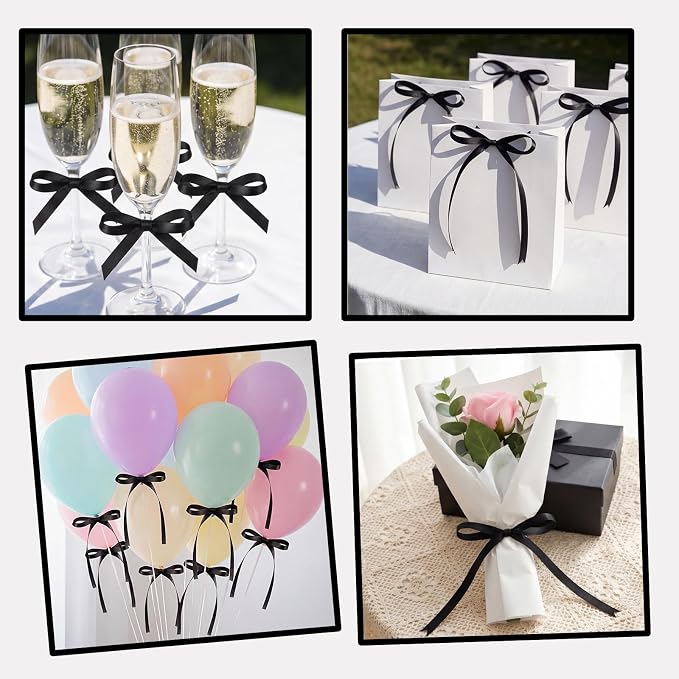 30 Pack Bow Cake Toppers Black Ribbon Bows - Image 7