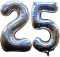 Laser Silver Number 25 Balloons 40 Inch Giant Number Silver 25 Foil Mylar by COLORFULELVES