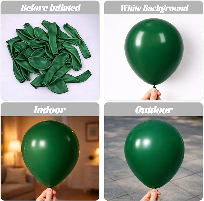 Voircoloria 105pcs Dark Green Hunter Green Balloons, 12inch | - Image 3