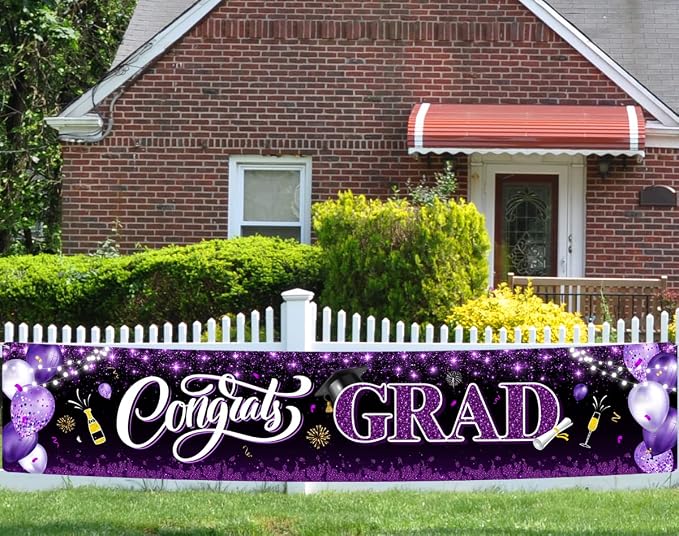 2026 Graduation Decorations-Congrats Grad Purple Yard Sign Banner Decoration - Image 7