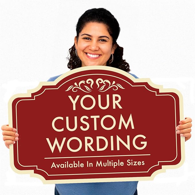 Custom Decorative Outdoor Metal Sign - Personalized Aluminum Driveway Sign, Waterproof, Made in USA - Design 2 Red Brick 14x10 In