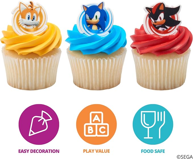 DecoPac Sonic the Hedgehog Rings, Cupcake Decorations Featuring Sonic, and - Image 3