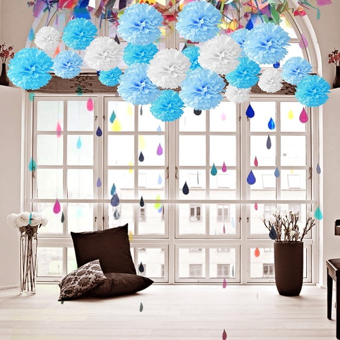 18pcs Tissue Hanging Paper Pom-poms, Hmxpls Flower Ball Wedding Party Outdoor - Image 4
