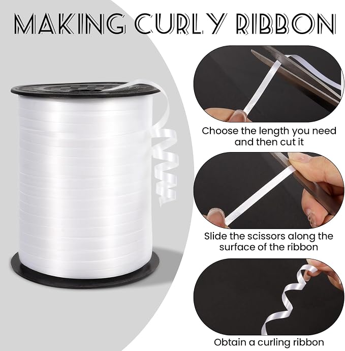 500 Yards White Curling Ribbon, 1/5 Inch Wide Balloon String Ribbons - Image 3