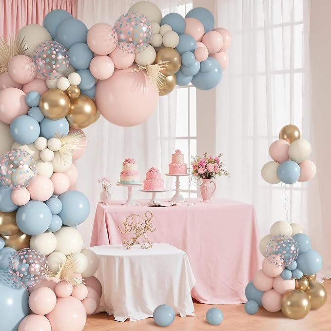152Pcs Pink Blue Balloons Garland Arch Kit Different Size | Gender Reveal Dusty - Image 6