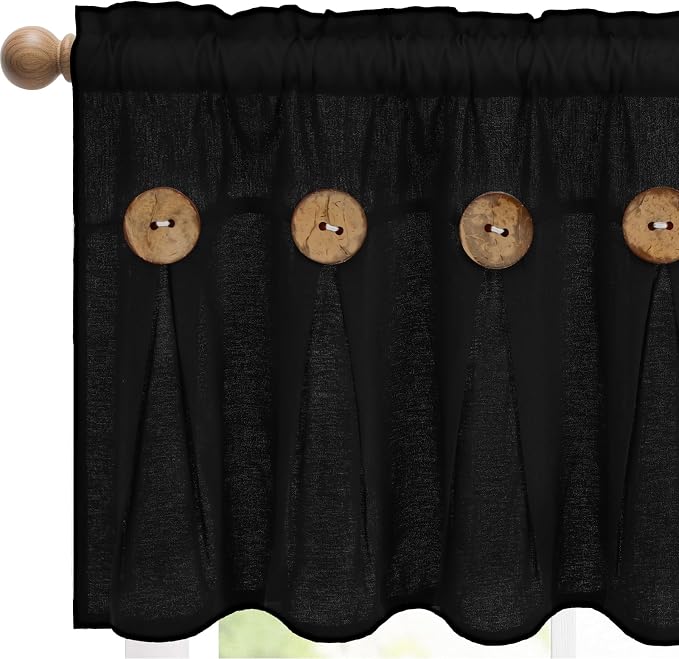 Farmhouse Valance Curtains, Boho Cotton Linen Kitchen Valance, Rod Pocket by FRAMICS