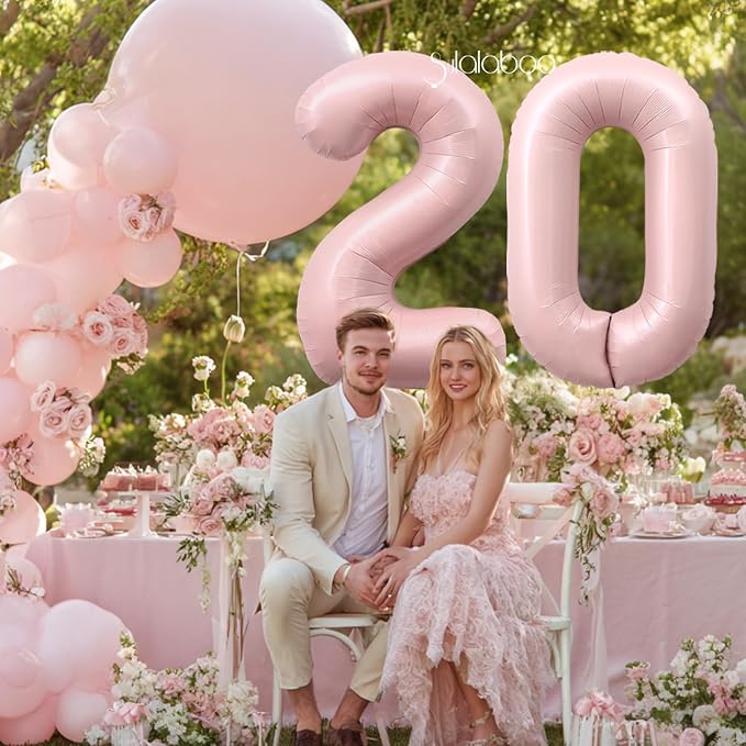 40 Inch Light Pink Number 20 Balloon 0-9 20th Foil Big Giant | Digital - Image 3